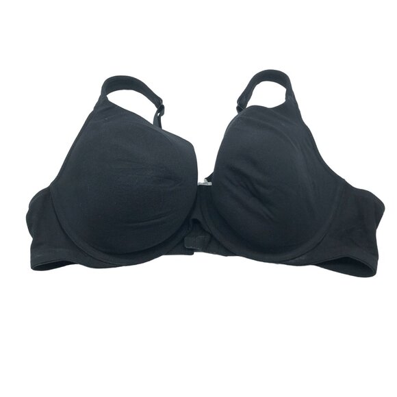 Cacique Lightly Lined Full Coverage Bra Black Cotton & Spandex 46C - Picture 1 of 4